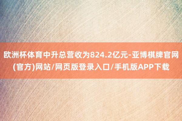 欧洲杯体育中升总营收为824.2亿元-亚博棋牌官网(官方)网站/网页版登录入口/手机版APP下载
