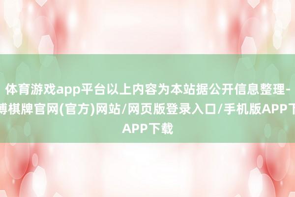 体育游戏app平台以上内容为本站据公开信息整理-亚博棋牌官网(官方)网站/网页版登录入口/手机版APP下载